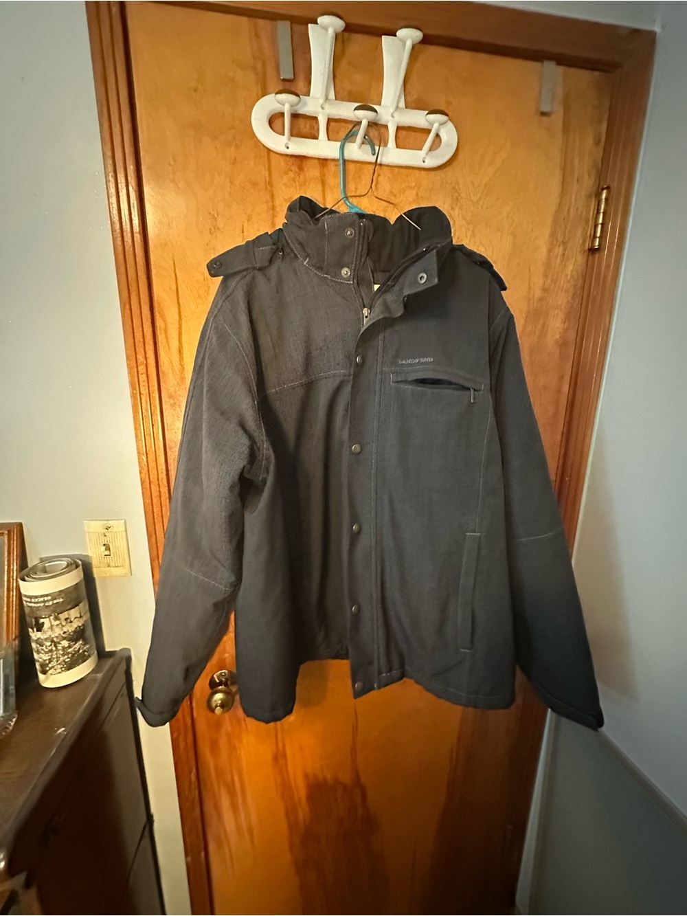 Lands' End Men's charcoal gray Hooded Utility winter jacket coat